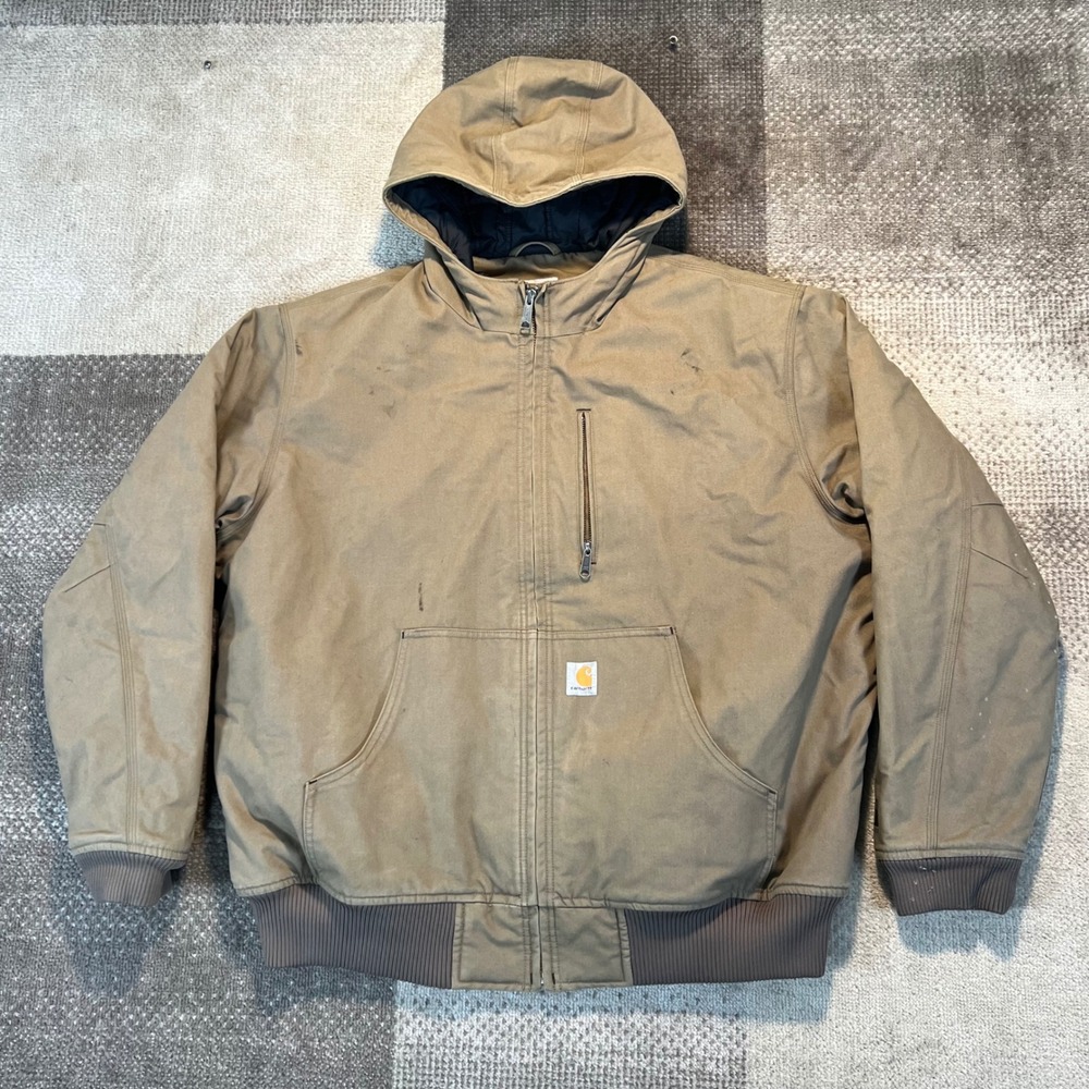 Carhartt Quick Duck Jacket Tan Brown Mens Size XL 100001 908 Canvas Hooded